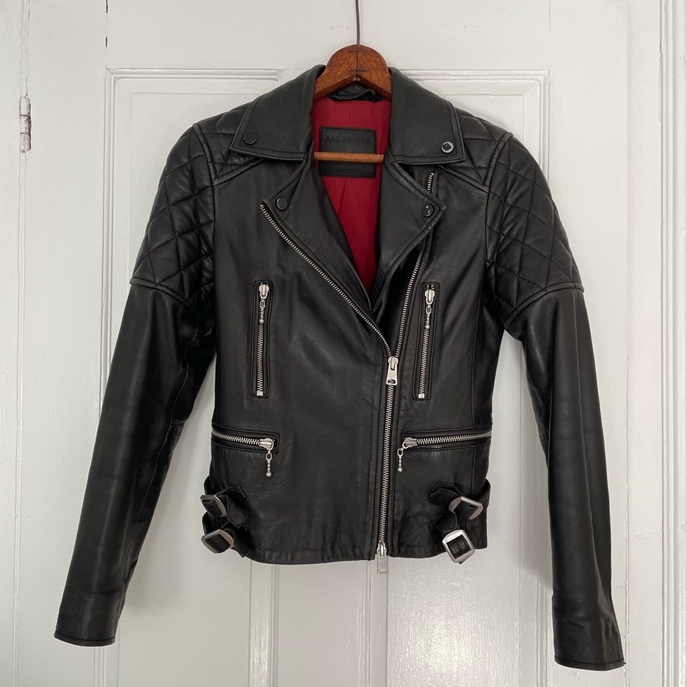 All Saints Cargo leather biker jacket 0